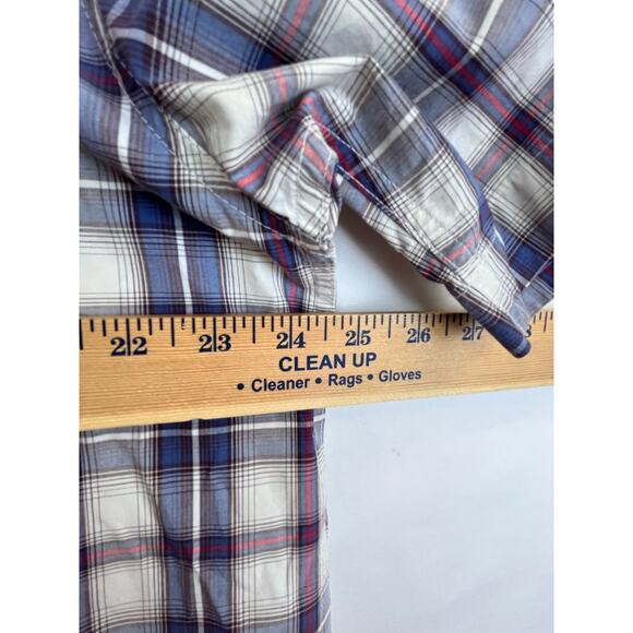Cinch Men's Large Blue/Red/White Plaid Short Sleeve Button Down Western Shirt - Picture 6 of 7
